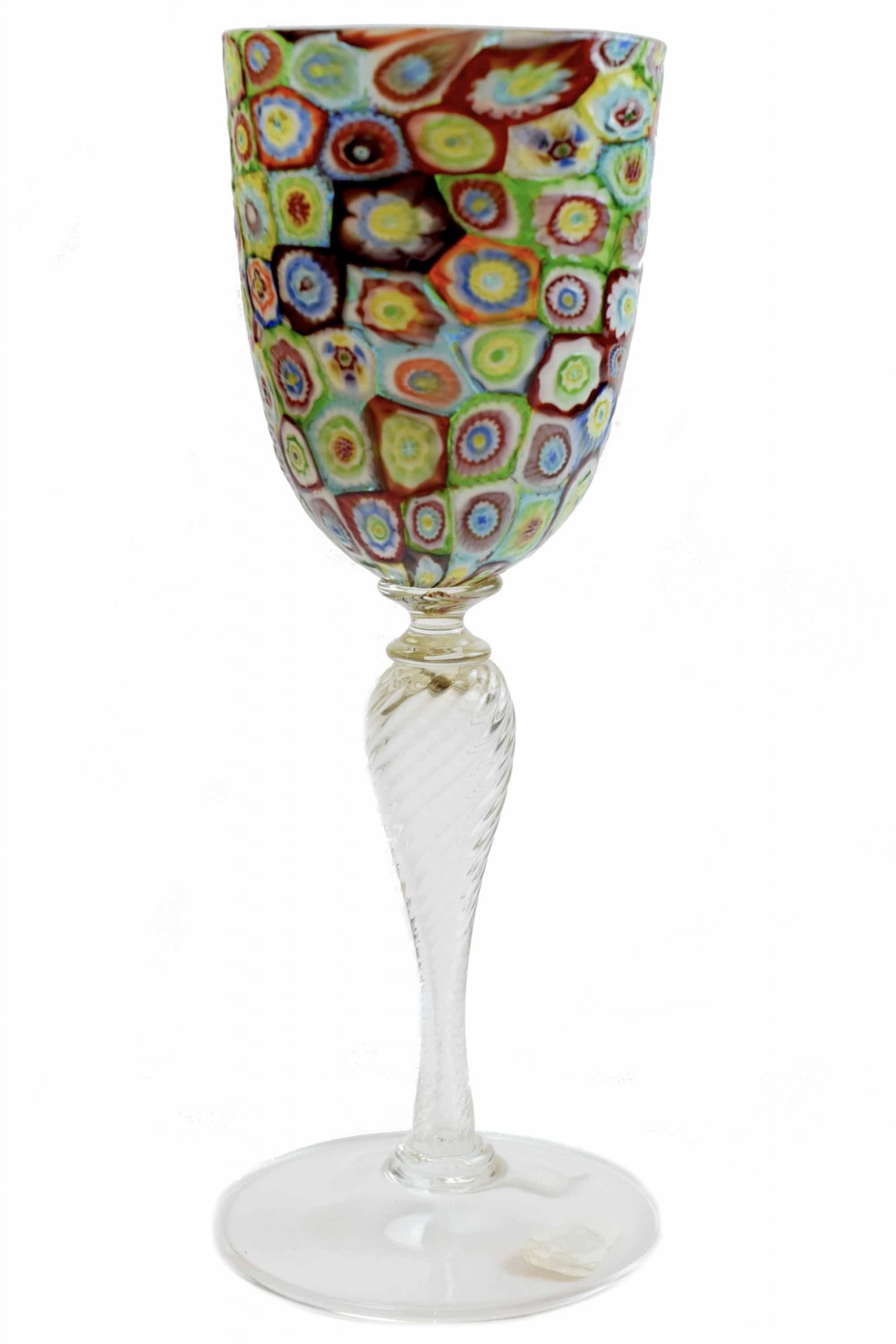 Goblet with vintage Murano glass murrine