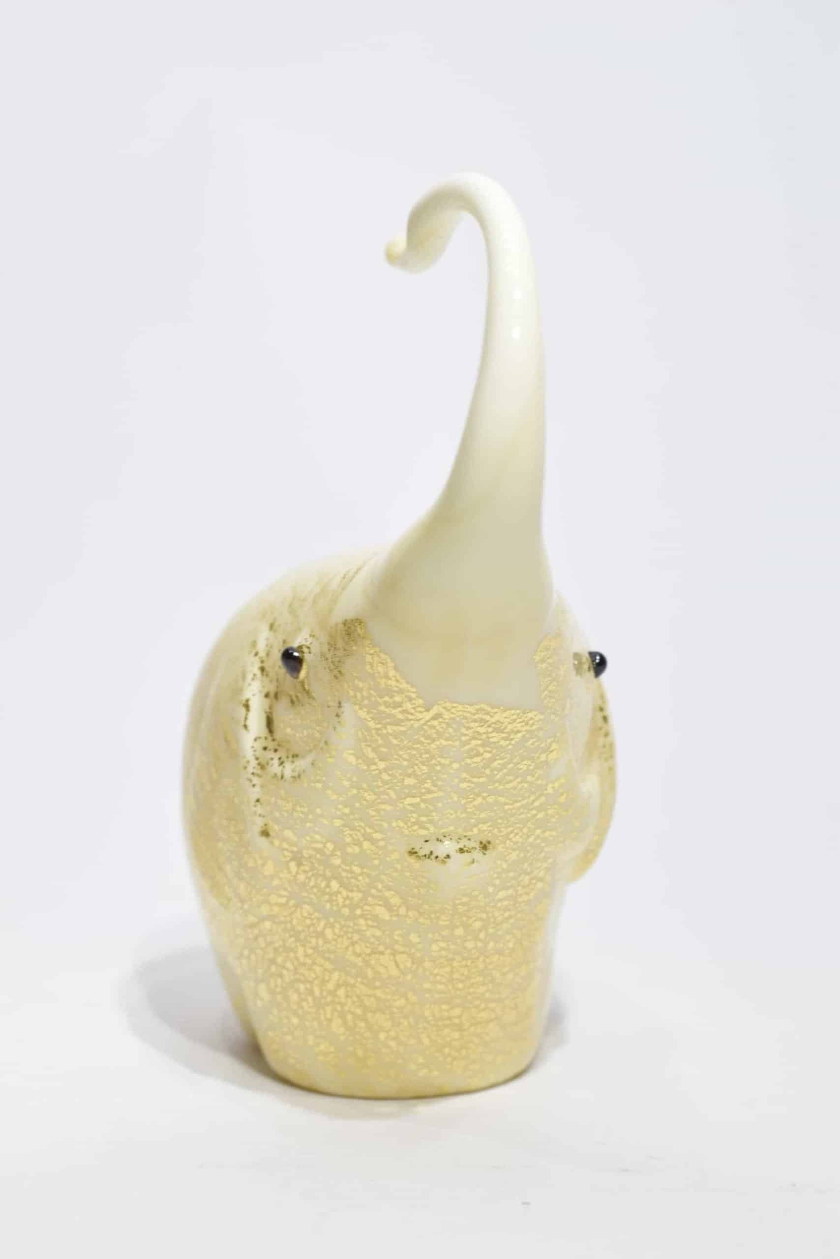 Gold Leaf Elephant In Murano Glass