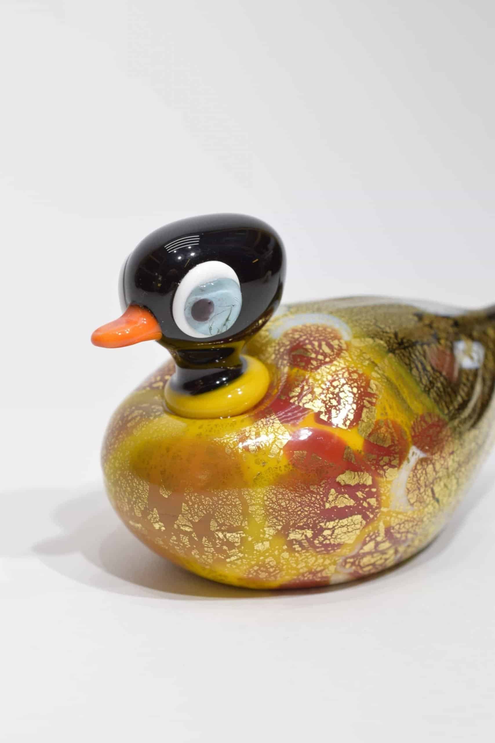 Gold Leaf Duck In Murano Glass