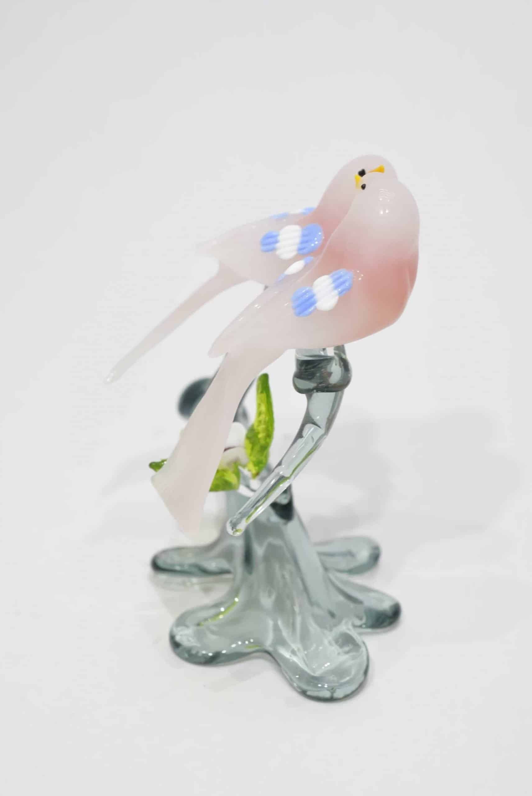 Branch With Pink Birds In Murano Glass