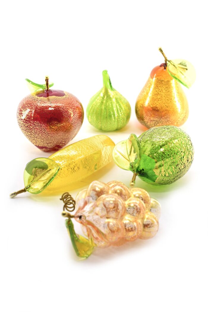 Murano Glass fruits set with gold leaf