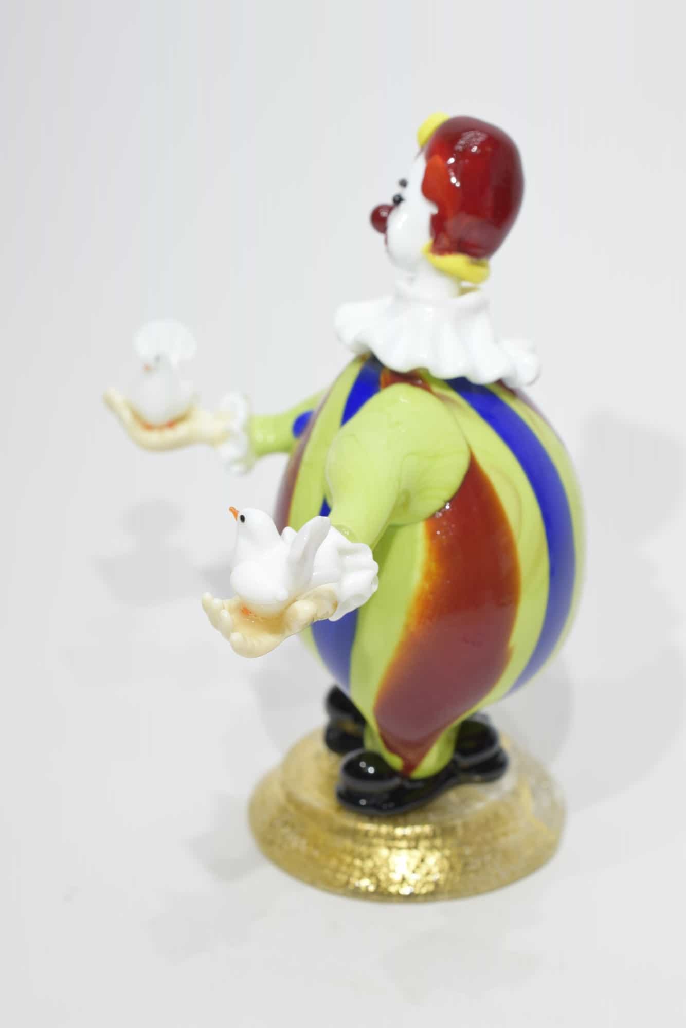 Clown With Doves In Murano Glass - (Art. 12267)