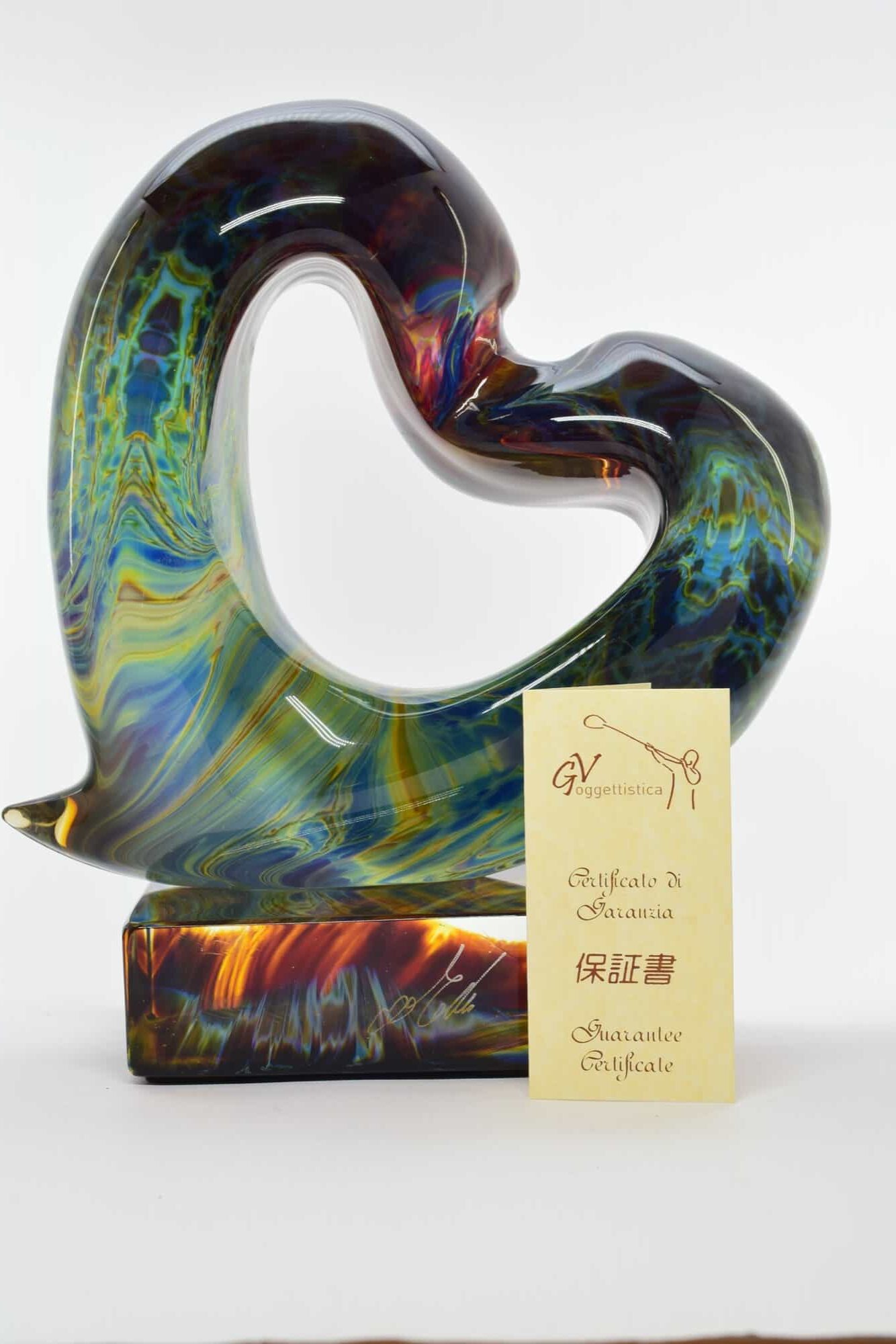 Chalcedony Heart In Murano Glass - Art. (11462)
