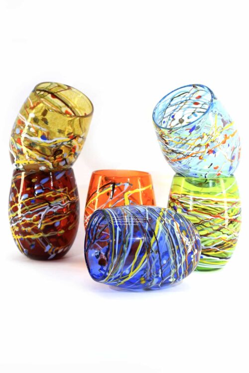 glasses with Murano glass threads