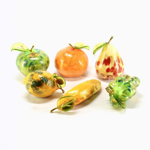 Murano Glass fruit set with gold leaf