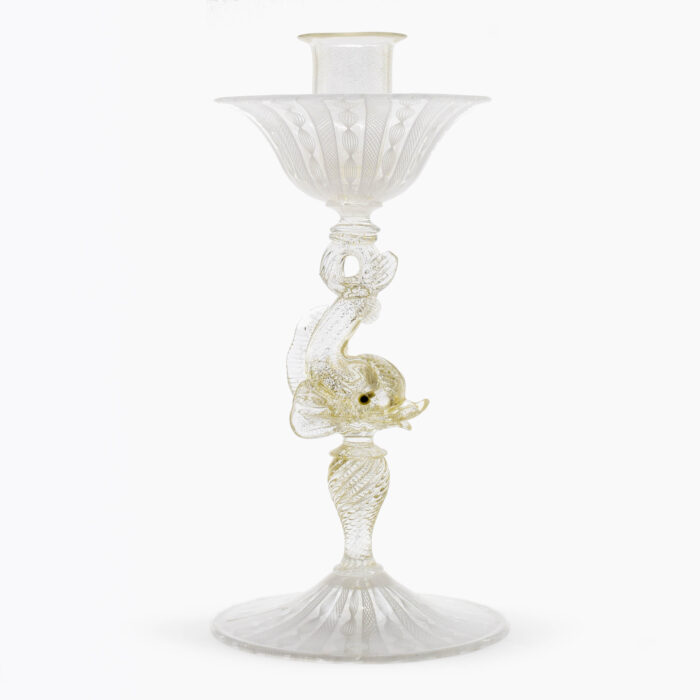 Marino Santi - Murano glass reticello candle holder