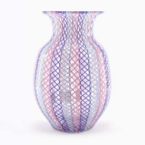 A.Ve.M. - Vintage Murano glass vase reticello